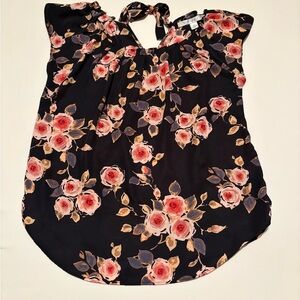 LC Lauren Conrad Black Floral Blouse